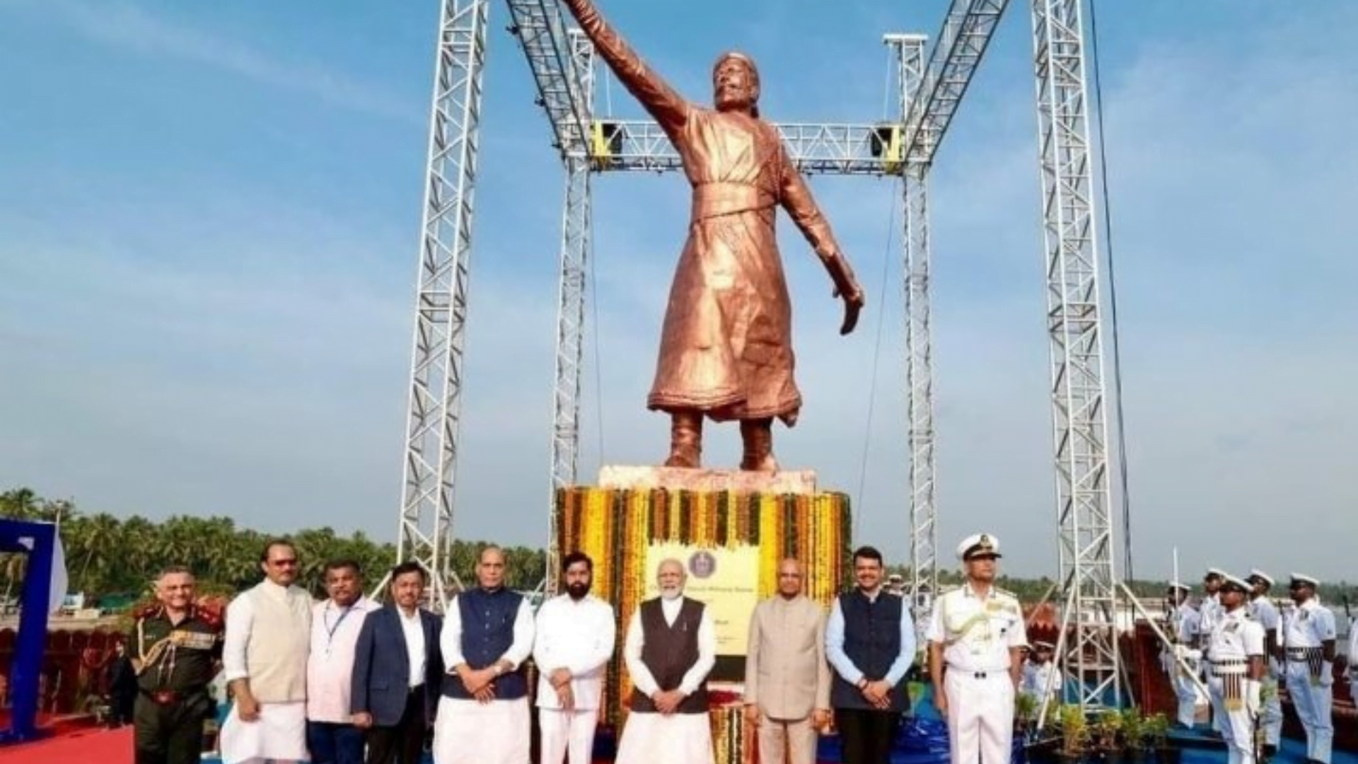 Chhatrapati Shivaji Maharaj Statue inaugurated by pm modi and bjp